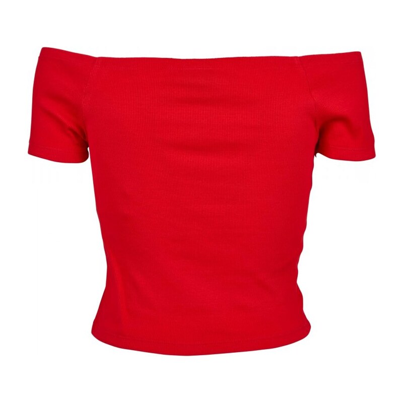 URBAN CLASSICS Ladies Off Shoulder Rib Tee - fire red