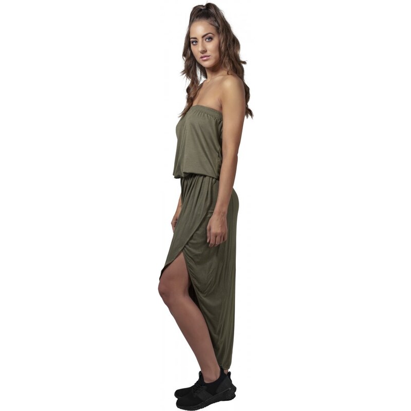 URBAN CLASSICS Ladies Viscose Bandeau Dress - olive