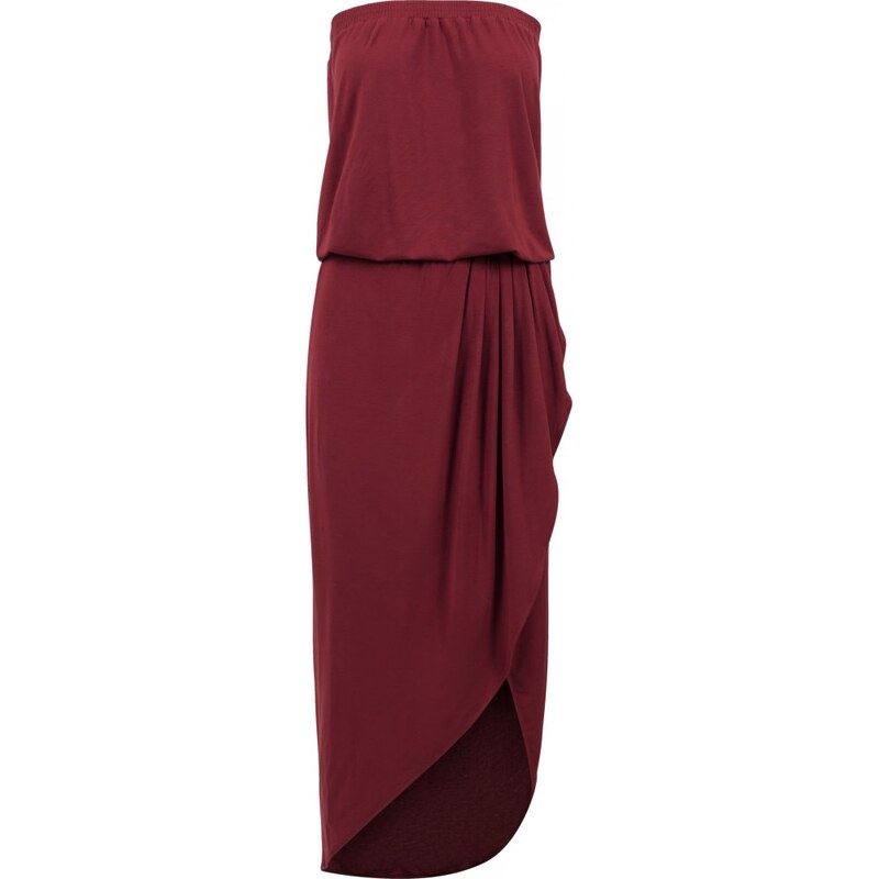 Šaty Urban Classics Ladies Viscose Bandeau Dress - burgundy 91817621