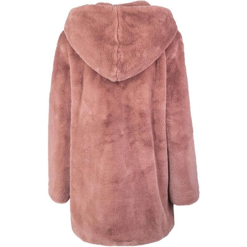 Dámský kabát Urban Classics Ladies Hooded Teddy Coat - starorůžový