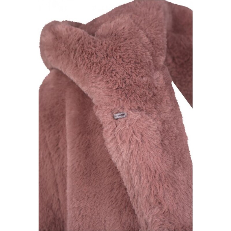 Dámský kabát Urban Classics Ladies Hooded Teddy Coat - starorůžový