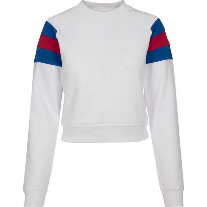 Dámská mikina Urban Classics Ladies Sleeve Stripe Crew - white/brightblue/firered