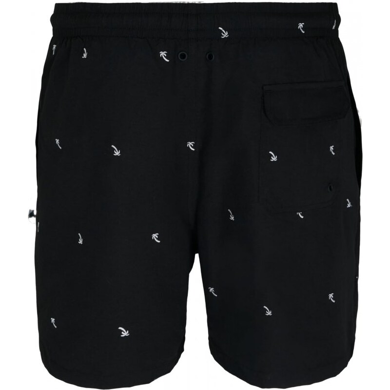 URBAN CLASSICS Embroidery Swim Shorts - black/palmtree