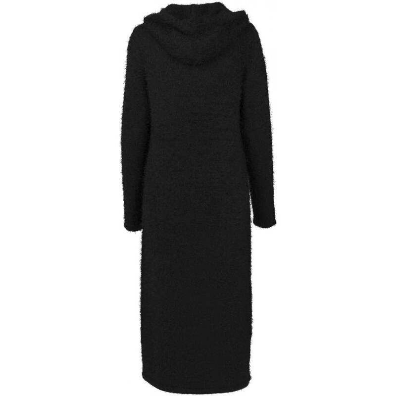 URBAN CLASSICS Ladies Hooded Feather Cardigan - black