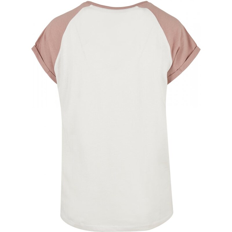 URBAN CLASSICS Ladies Contrast Raglan Tee - whitesand/duskrose