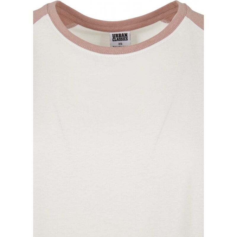 URBAN CLASSICS Ladies Contrast Raglan Tee - whitesand/duskrose