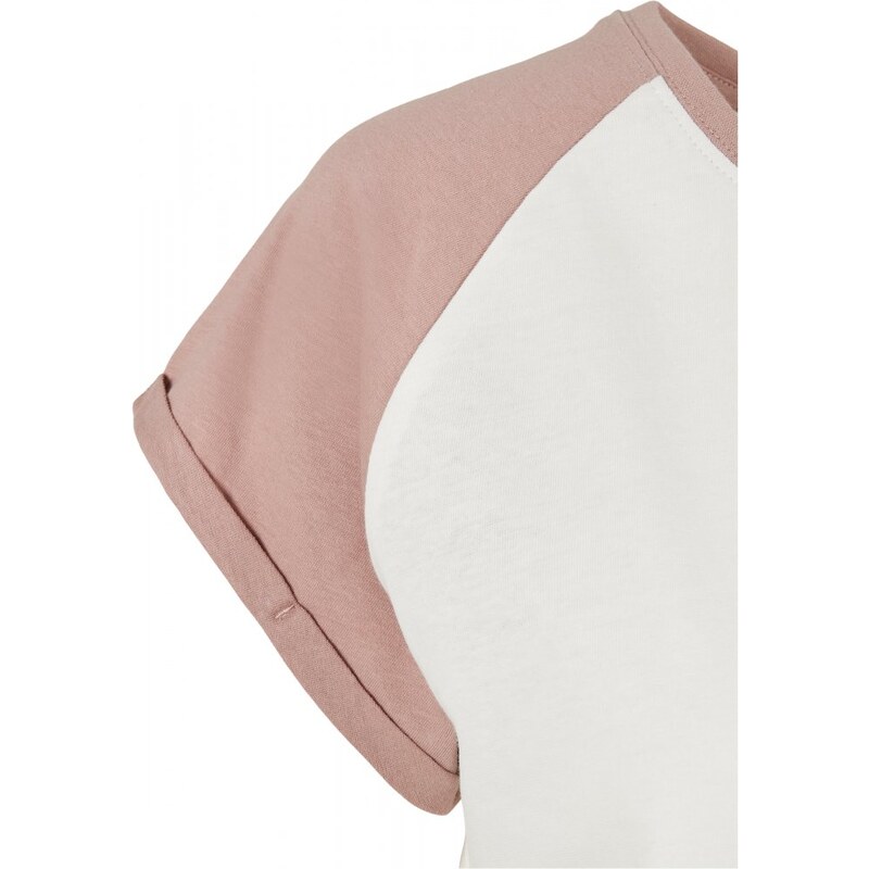 URBAN CLASSICS Ladies Contrast Raglan Tee - whitesand/duskrose