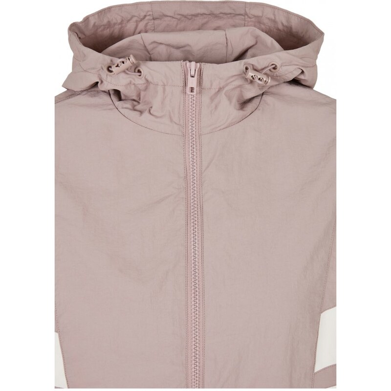 URBAN CLASSICS Ladies Crinkle Batwing Jacket - duskrose/whitesand