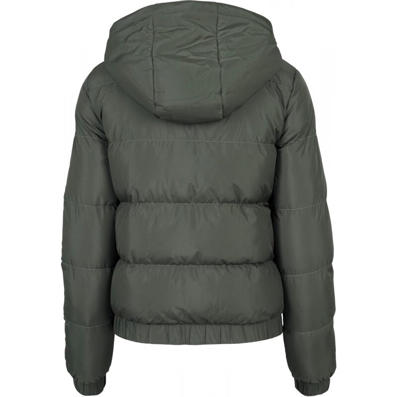 Dámská zimní bunda Urban Classics Ladies Hooded Puffer Jacket - tmavě olivová