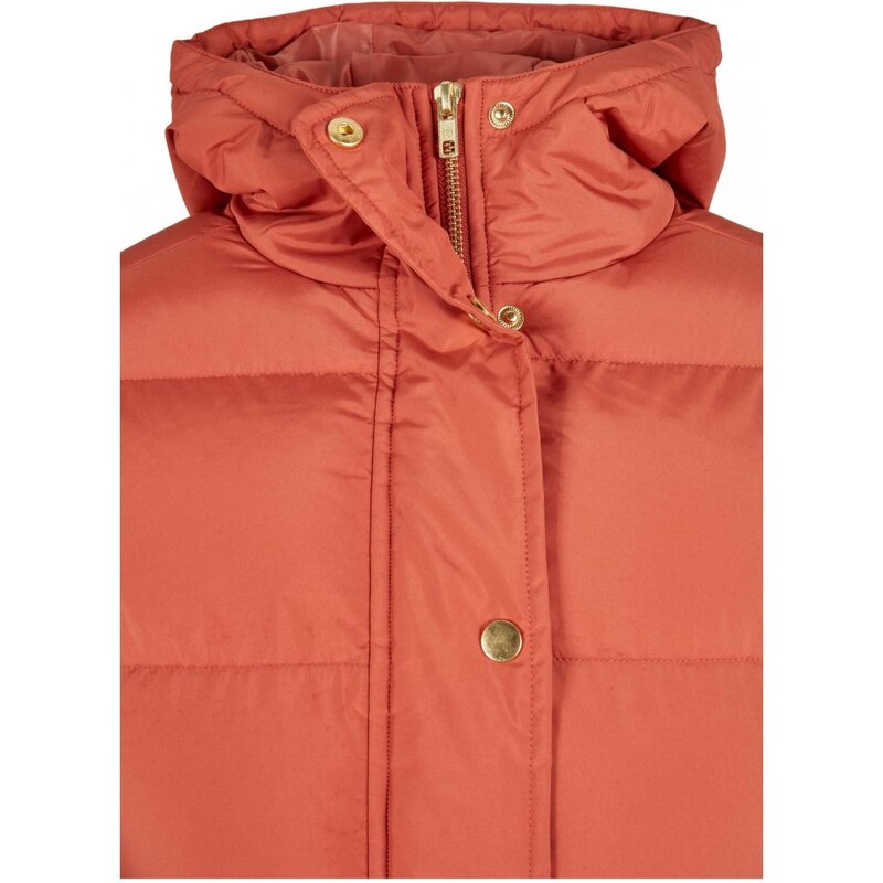 Dámská zimní bunda Urban Classics Ladies Hooded Puffer Jacket - cihlově červená