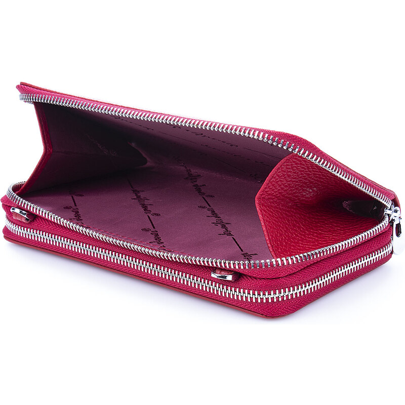 Jennifer Jones Velká dámská kožená peněženka s popruhem přes rameno červená 5276