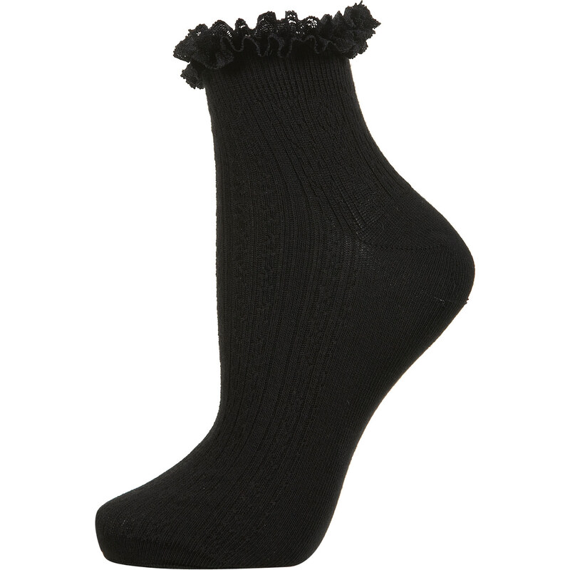 Topshop Black Lace Trim Ankle Socks
