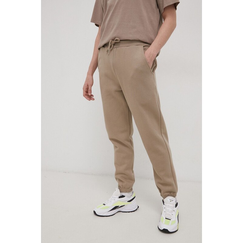 Bavlněné kalhoty OCAY pánské, béžová barva, hladké