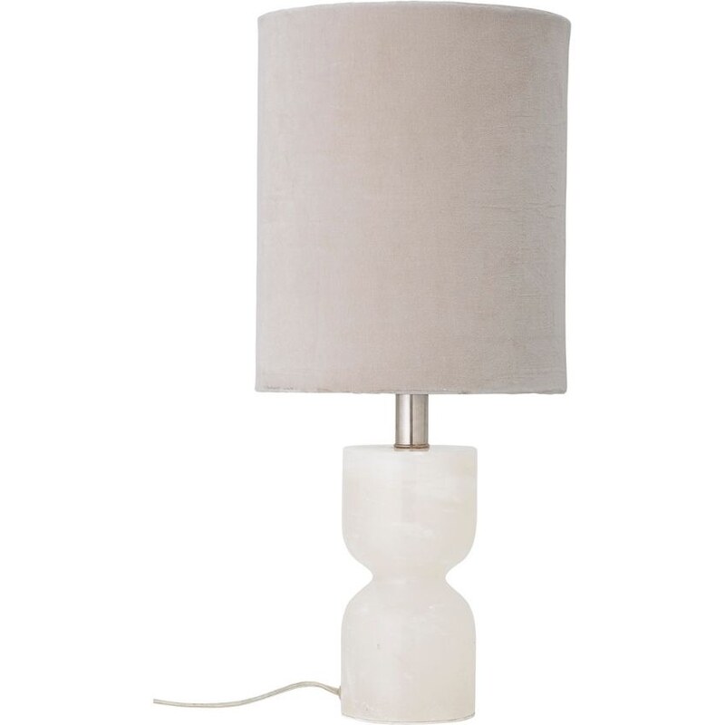 Krémově bílá sametová stolní lampa Bloomingville Indee