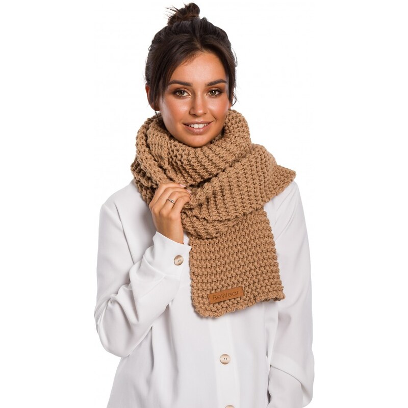 BeWear Dlouhá zimní šála s nášivkou s logem BK041 - karamelová - BE 104987566