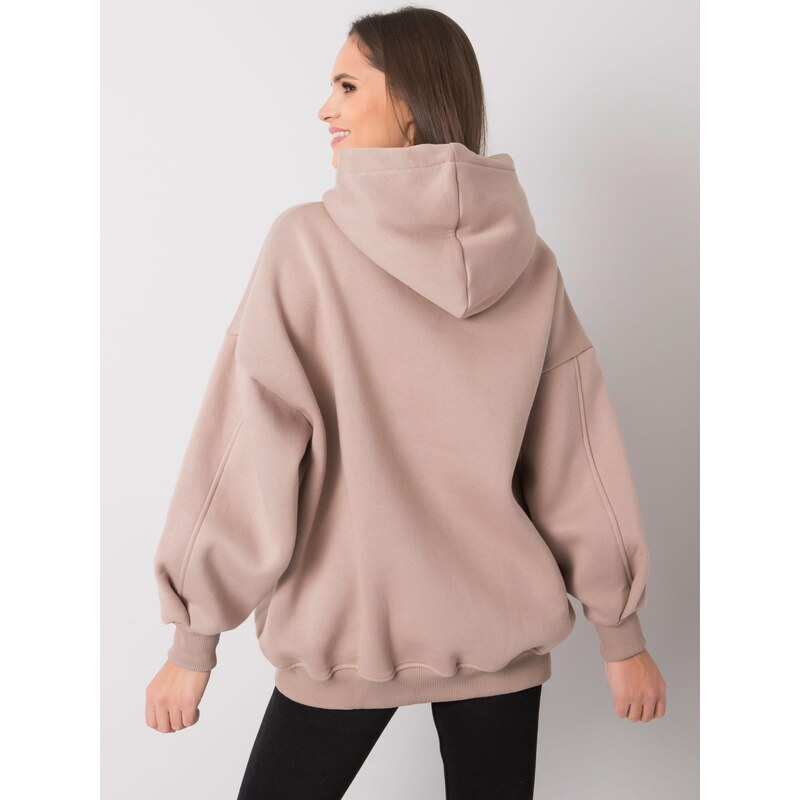 RUE PARIS BÉŽOVÁ DÁMSKÁ OVERSIZE MIKINA S KAPUCÍ -BEIGE