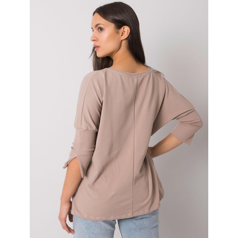 BASIC FEEL GOOD BÉŽOVÉ DÁMSKÉ OVERSIZE TRIČKO S 3/4 RUKÁVY -BEIGE Béžová