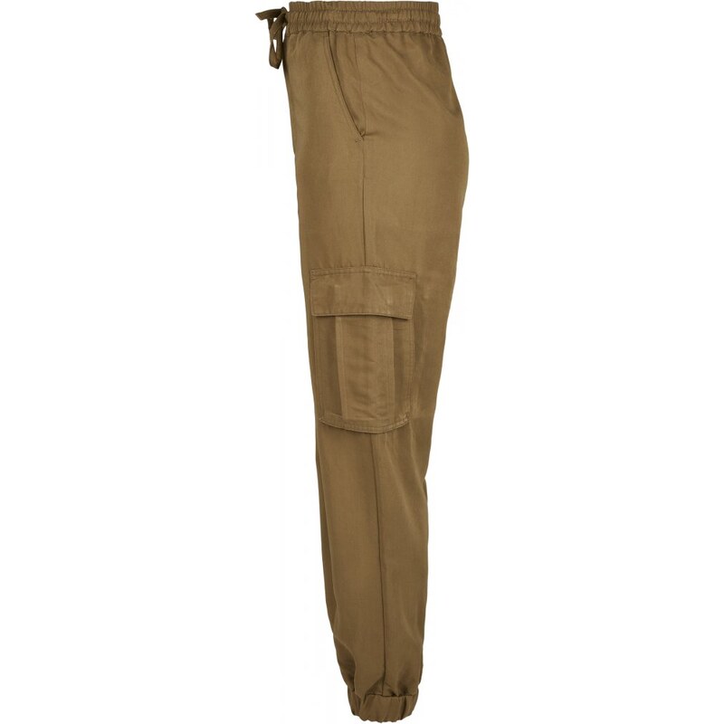 URBAN CLASSICS Ladies Viscose Twill Cargo Pants - summerolive