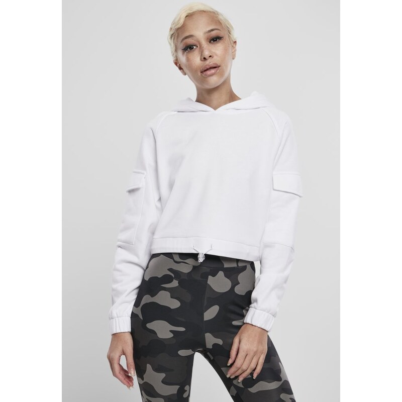 URBAN CLASSICS Ladies Short Worker Hoody - white
