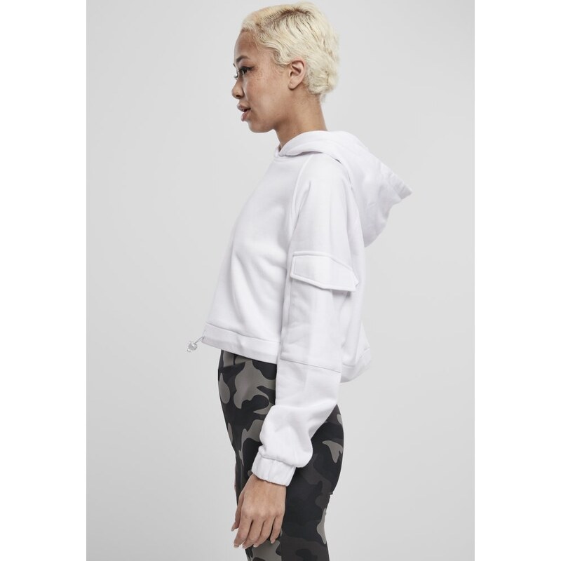 URBAN CLASSICS Ladies Short Worker Hoody - white