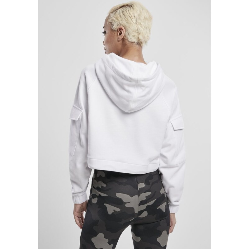 URBAN CLASSICS Ladies Short Worker Hoody - white