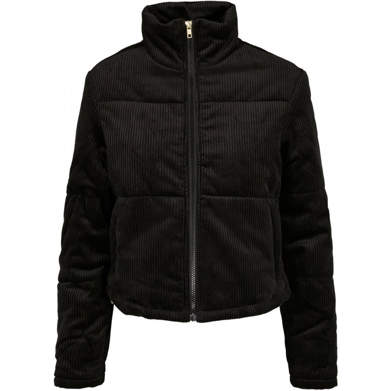 URBAN CLASSICS Ladies Corduroy Puffer Jacket - black