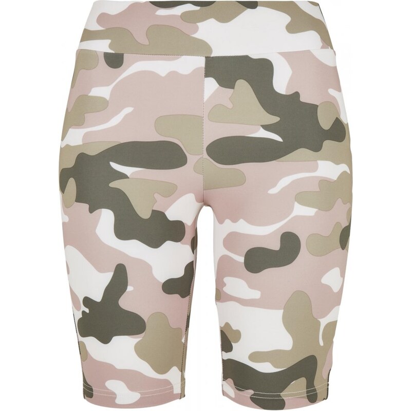 URBAN CLASSICS Ladies High Waist Camo Tech Cycle Shorts - duskrose camo