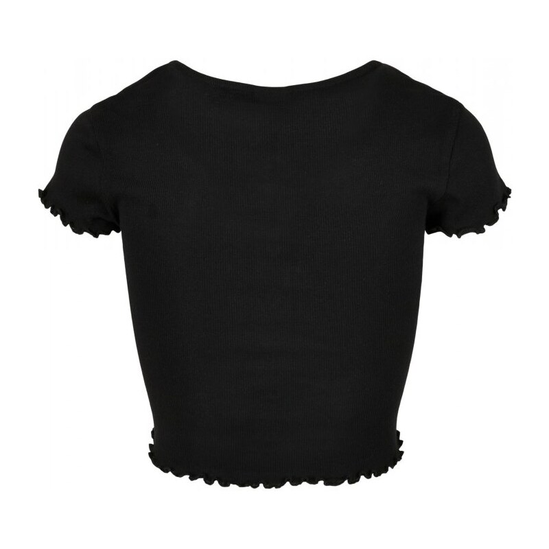 URBAN CLASSICS Ladies Cropped Button Up Rib Tee - black
