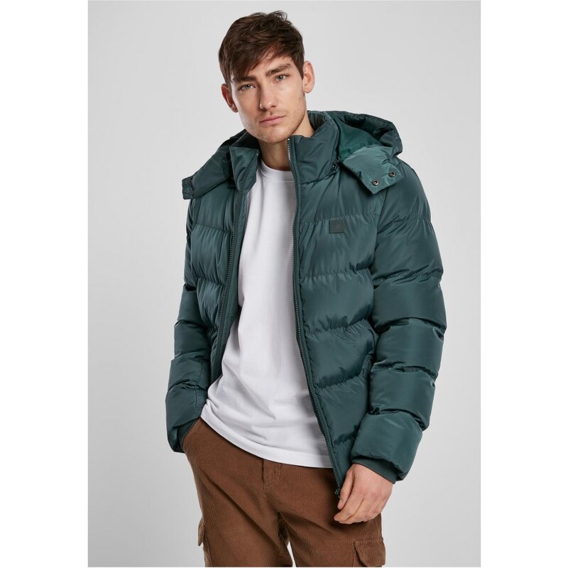 Pánská bunda Urban Classics Hooded Puffer Jacket - zelená