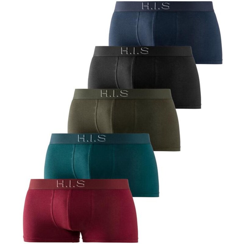 H.I.S Boxerky modrá / khaki / petrolejová / červená / černá