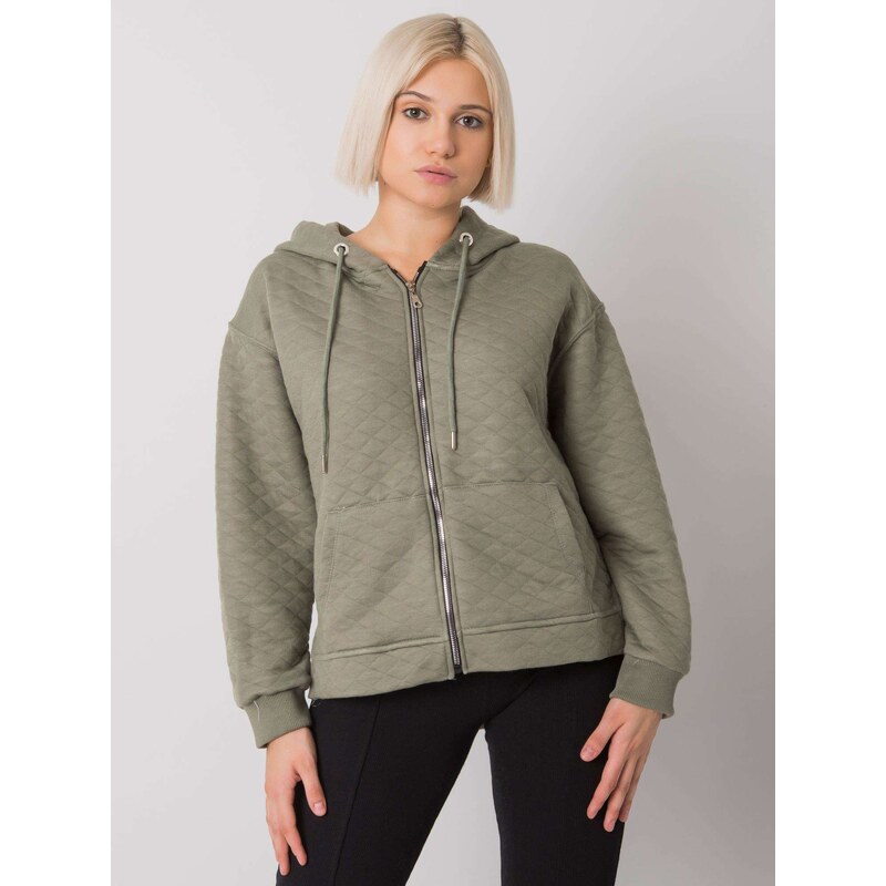 BASIC FEEL GOOD KHAKI DÁMSKÁ MIKINA NA ZIP S KAPUCÍ -KHAKI