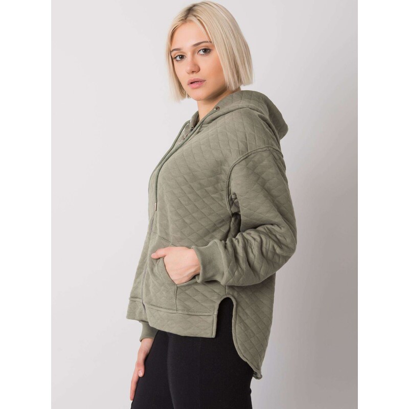 BASIC FEEL GOOD KHAKI DÁMSKÁ MIKINA NA ZIP S KAPUCÍ -KHAKI