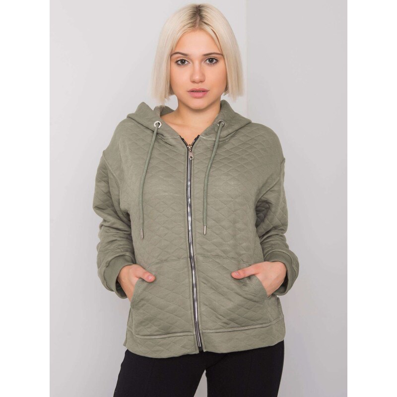 BASIC FEEL GOOD KHAKI DÁMSKÁ MIKINA NA ZIP S KAPUCÍ -KHAKI