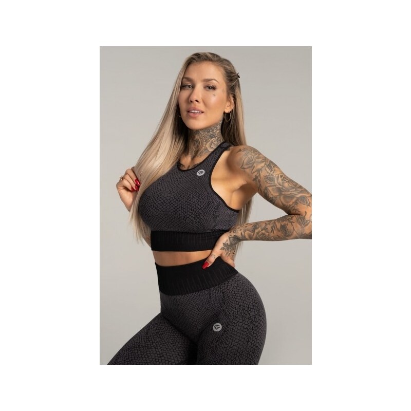 GymGlamour Dámská podprsenka Gym Glamour Push Up Snake černá