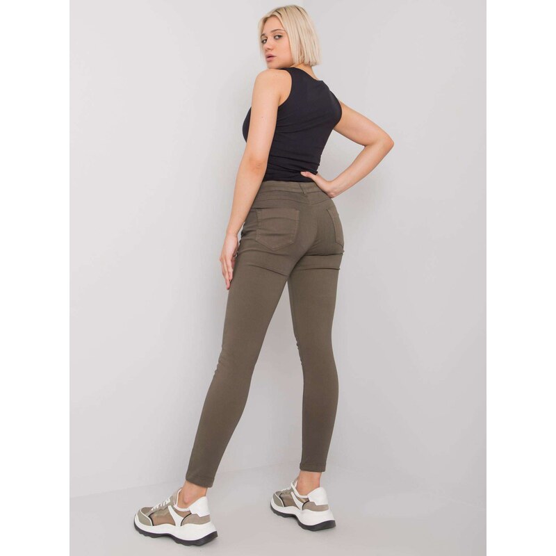 BASIC KHAKI DÁMSKÉ SKINNY KALHOTY -KHAKI