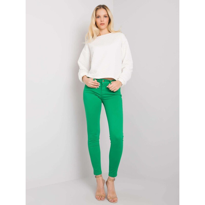 BASIC Světle zelené dámské skinny kalhoty -green Zelená