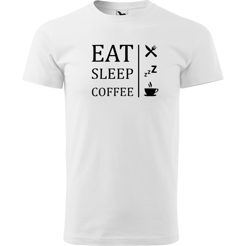 Fenomeno Pánské tričko Eat sleep coffee - bílé