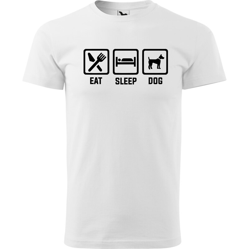 Fenomeno Pánské tričko Eat sleep dog - bílé