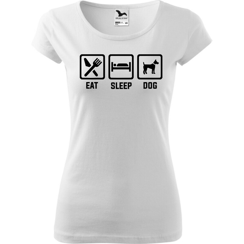 Fenomeno Dámské tričko Eat sleep dog - bílé
