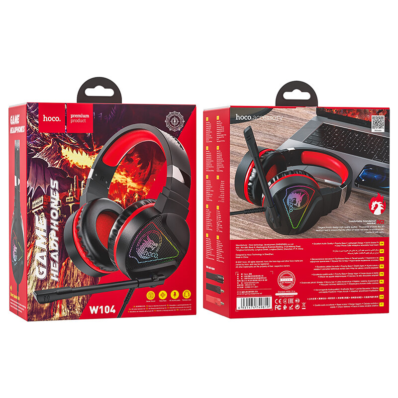Herní sluchátka s mikrofonem - Hoco, W104 Drift Red
