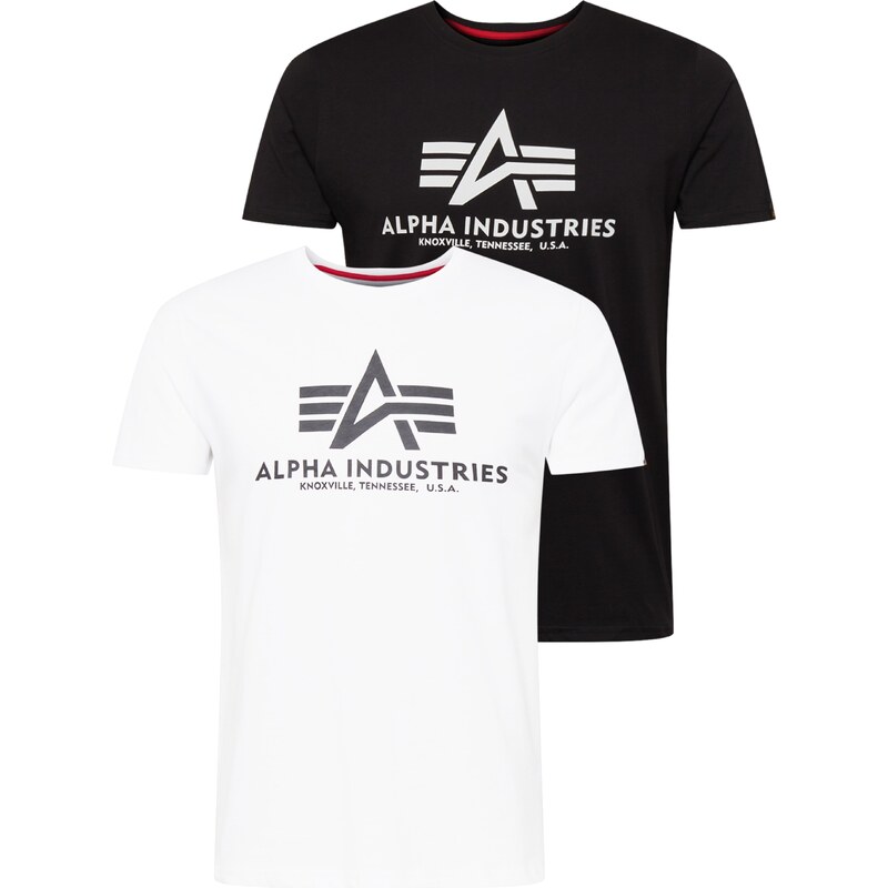 ALPHA INDUSTRIES Tričko tmavě šedá / černá / bílá
