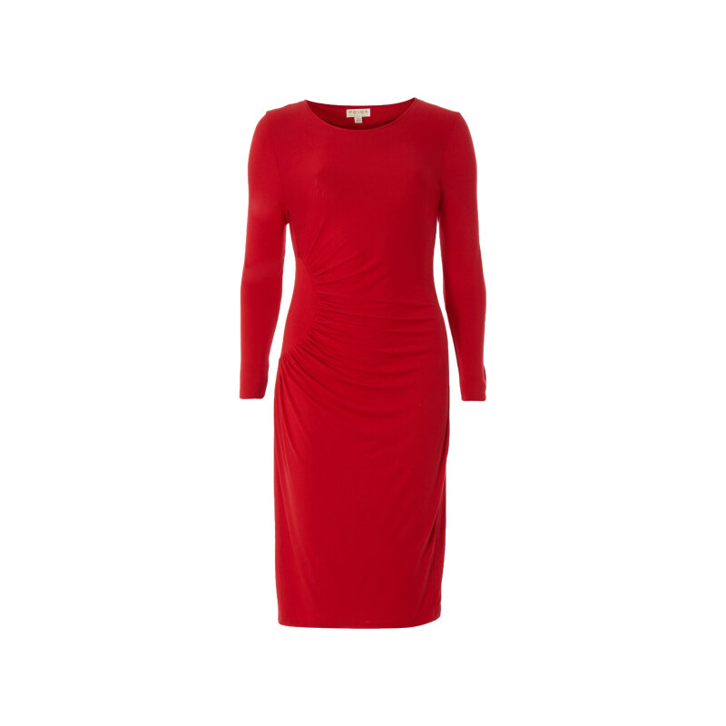 Červené midi šaty s detailem LA FEMME