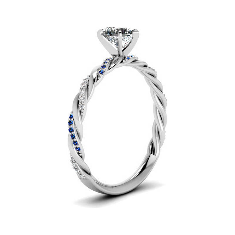 Emporial stříbrný prsten Propletené srdce MA-R041-SILVER-BLUE