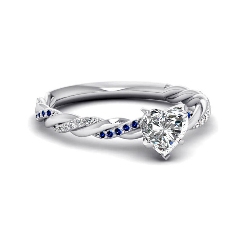 Emporial stříbrný prsten Propletené srdce MA-R041-SILVER-BLUE