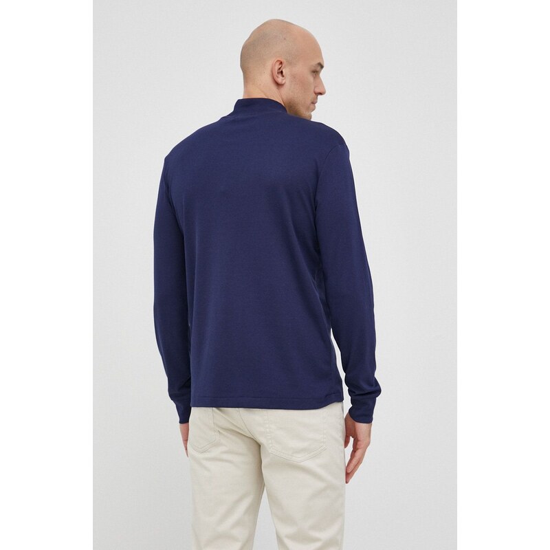 Bavlněné tričko s dlouhým rukávem Polo Ralph Lauren tmavomodrá barva, hladký