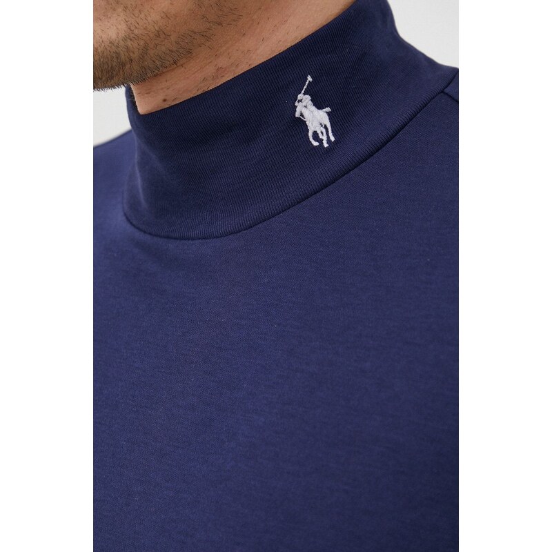 Bavlněné tričko s dlouhým rukávem Polo Ralph Lauren tmavomodrá barva, hladký