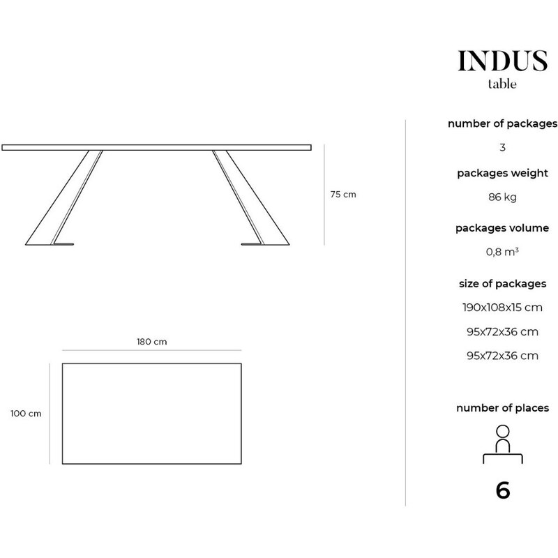 Hnědý dubový jídelní stůl Windsor & Co Indus 180 x 100 cm