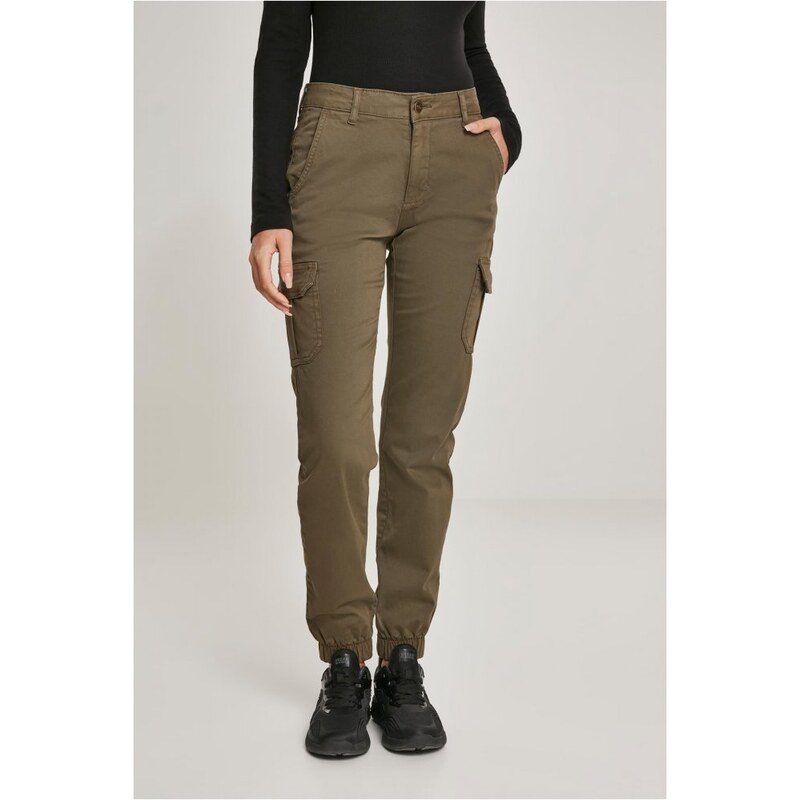 URBAN CLASSICS Ladies High Waist Cargo Pants - olive