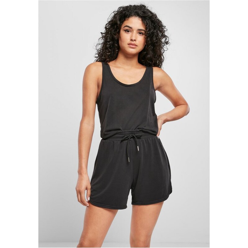 URBAN CLASSICS Ladies Short Sleevless Modal Jumpsuit - black