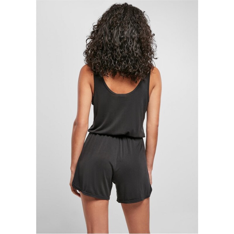 URBAN CLASSICS Ladies Short Sleevless Modal Jumpsuit - black